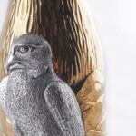 Detail of the champagne bottle cover Falcon